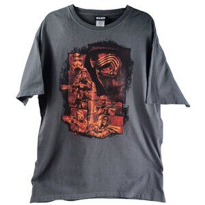 Y2K Star Wars Graphic T-Shirt First Order Troopers & Kylo Ren Design Men XL Grey